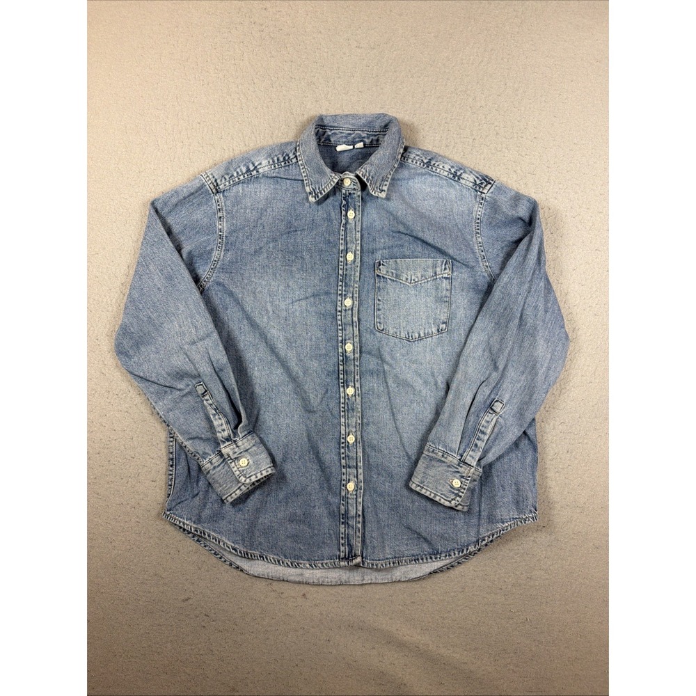 VTG Gap Denim Oversized Shirt Womens Size S Long Sleeve Button Down Casual